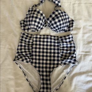 Vintage Aerie Navy Plaid High Waisted Bikini!